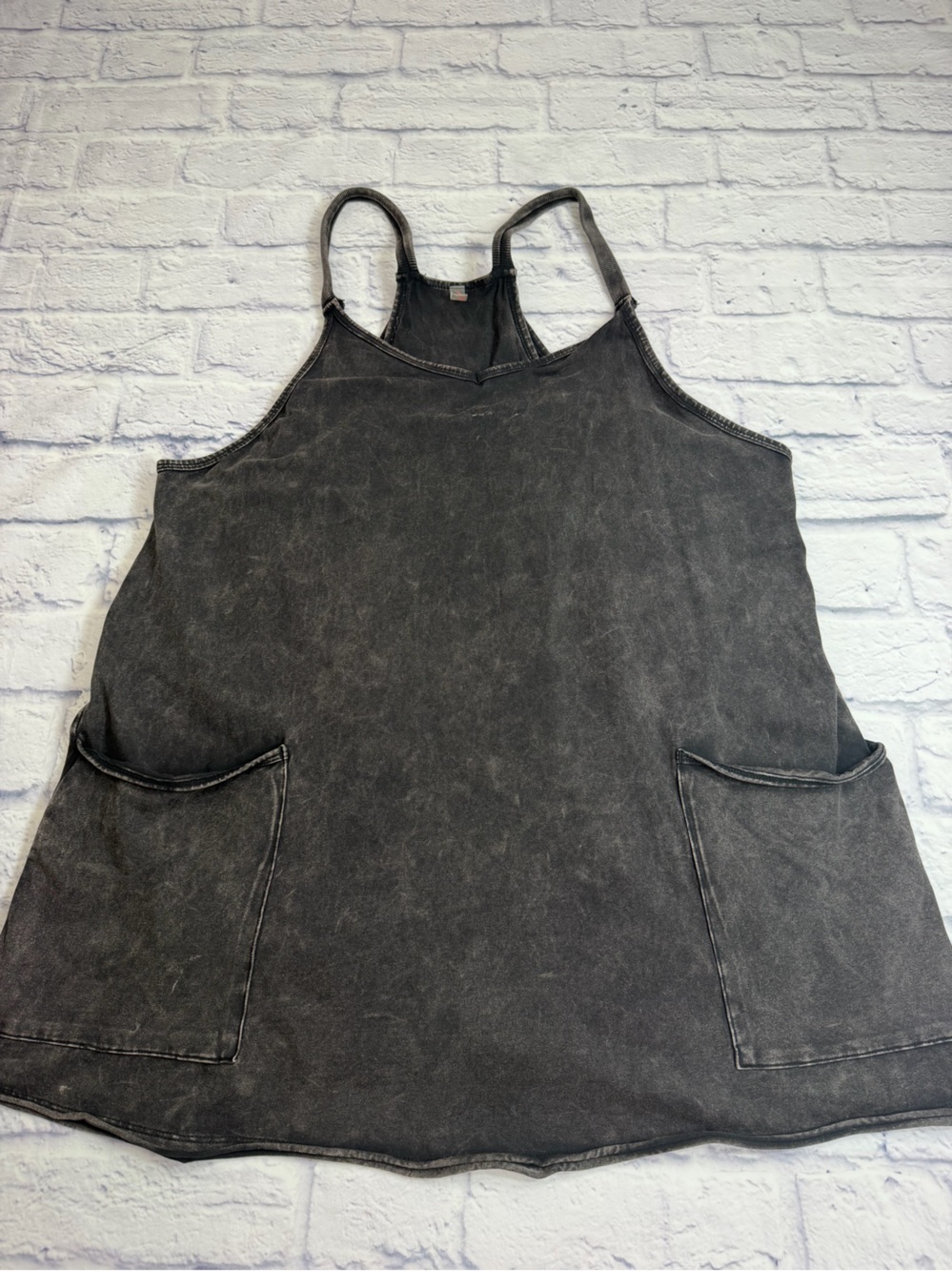 FP Movement by Free People Washed Black Tank Top Romper w/ built in shorts. L.